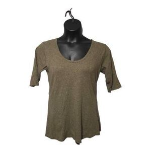 Indigenous Designs Organic Essential Olive Green Scoop Tee Large